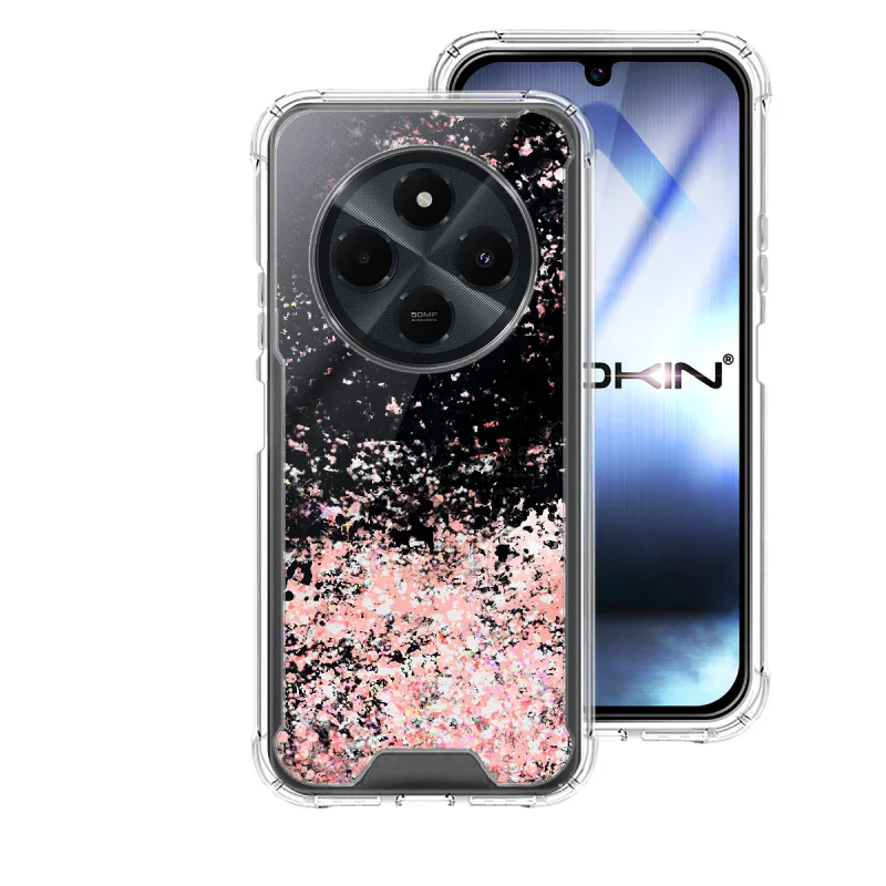 Capa Apokin para Xiaomi Redmi 14C em Gel Transparente com Purpurina Rosa - Imagem 3