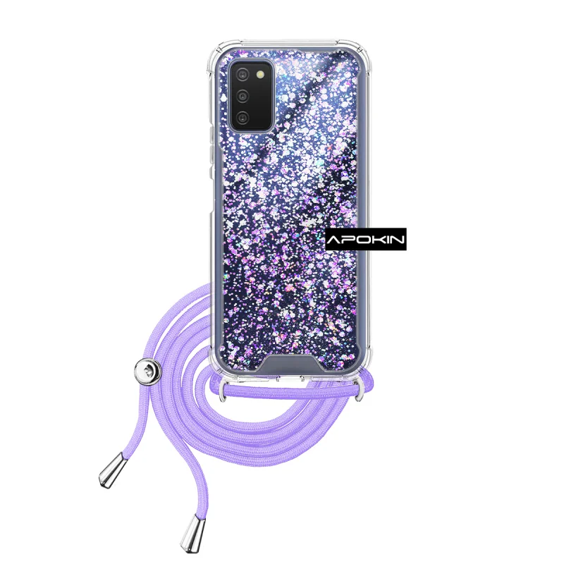 Capa Apokin em Gel Transparente com Cordão para Samsung Galaxy A03s Lilás - Imagem 2