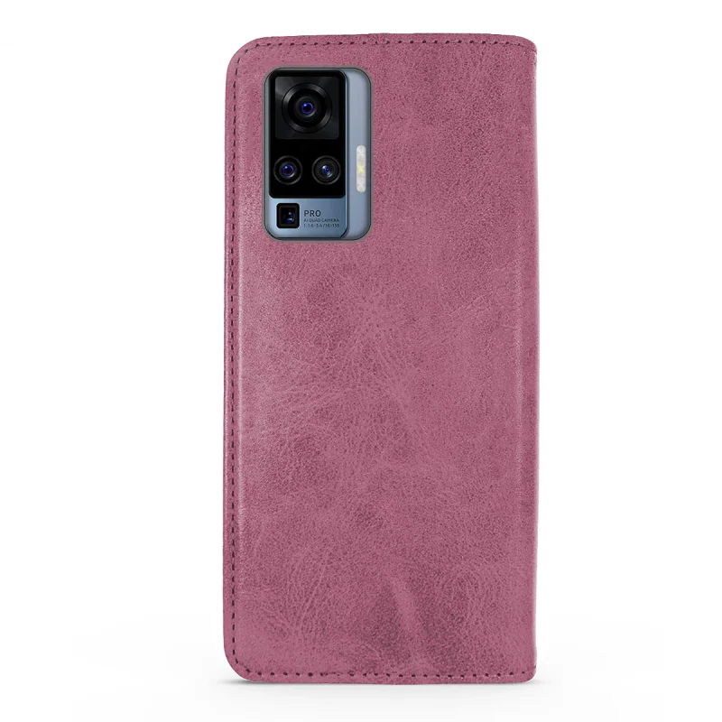 Capa com Suporte para Cartões Apokin em Pele para Vivo X51 5G Rosa - Imagem 2