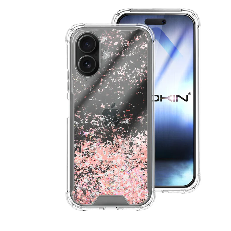 Capa Apokin para iPhone 16 em Gel Transparente com Purpurina Azul Turquesa - Imagem 3