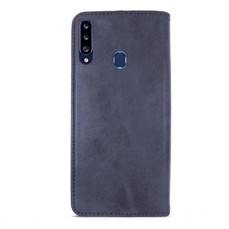 Capa Tipo Livro Apokin para Samsung Galaxy A20s em Pele Sintética com Porta-Cartões Azul - Imagem 5