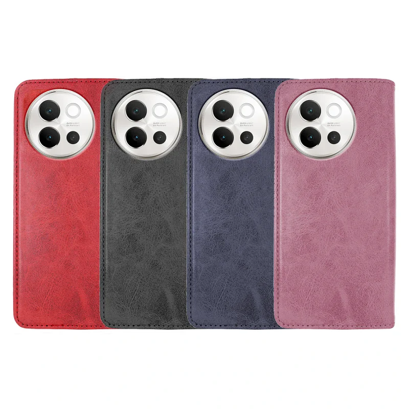 Capa com Tampa e Porta-Cartões Apokin em Pele Sintética para Vivo V40 Lite Rosa - Imagem 1