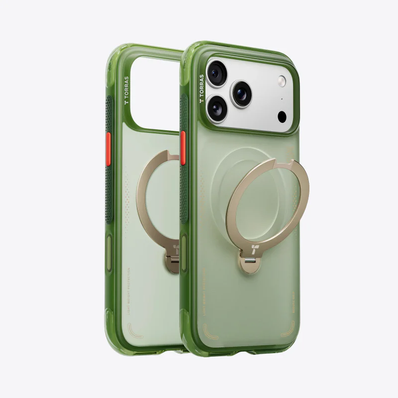 Capa Torras Q3 Air iPhone 17 Pro Verde com Suporte Magnético - Imagem 1