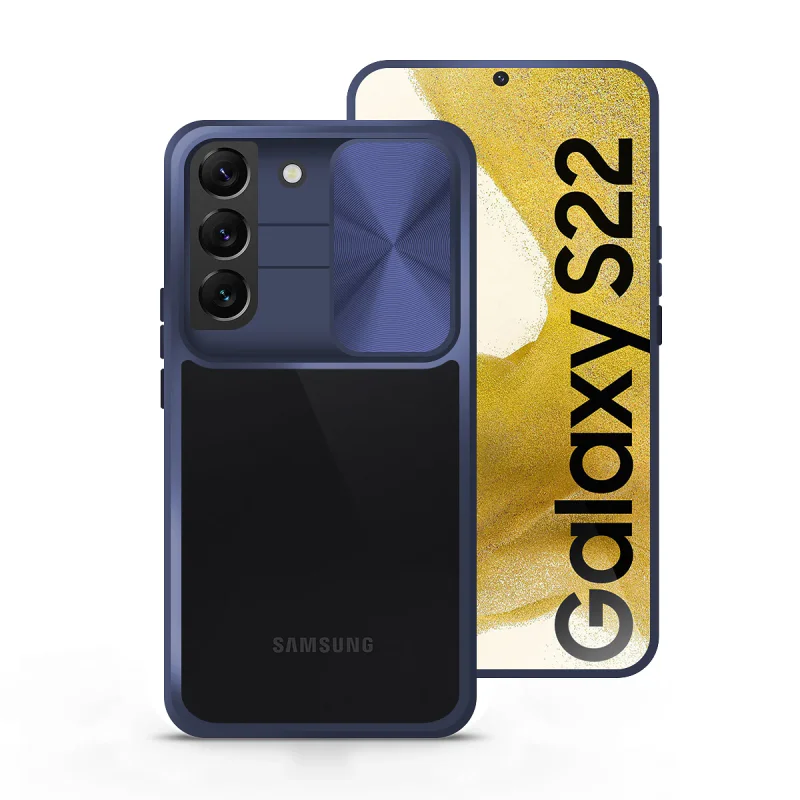 Capa de Gel Apokin Antichoque com Tampa Deslizante para Samsung Galaxy S22 Plus Azul Marinho - Imagem 3