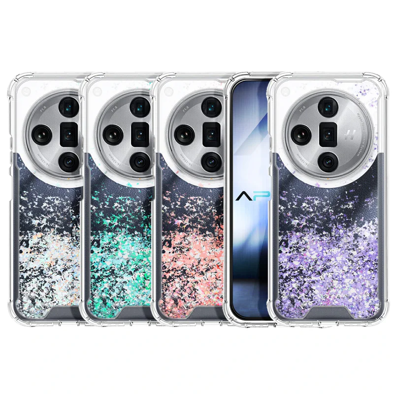 Capa Apokin para Oppo Find X7 em Gel Transparente com Brilhos Turquesa - Imagem 1