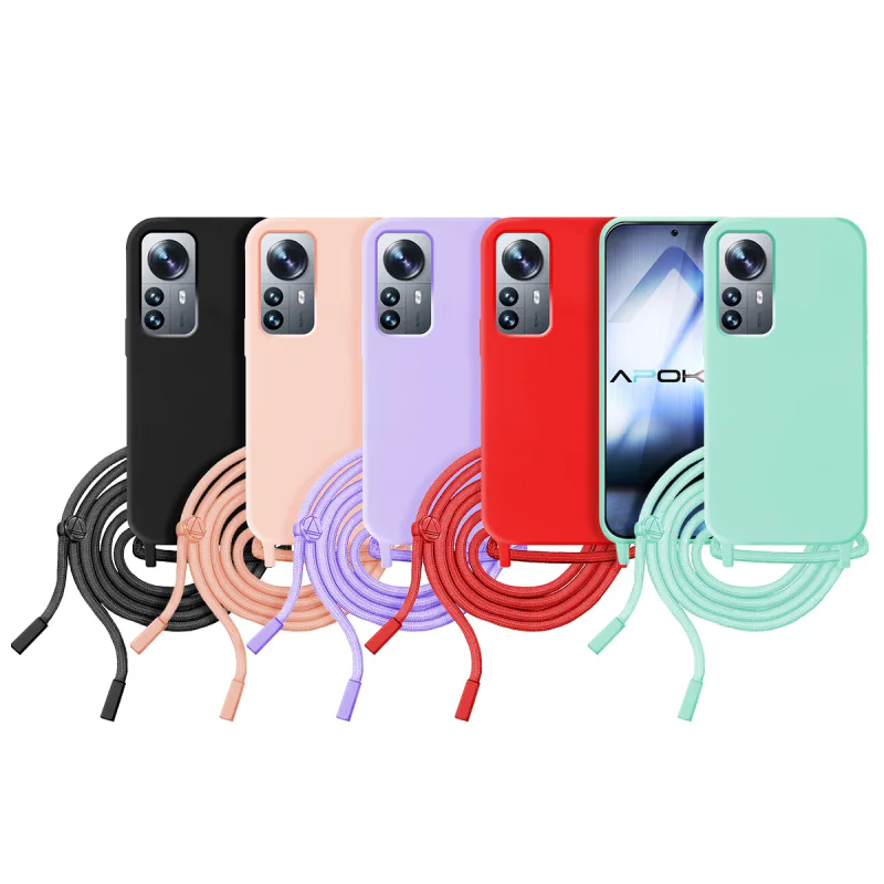 Capa Apokin Macia com Cordão para Xiaomi 12 Pro Azul-turquesa - Imagem 1