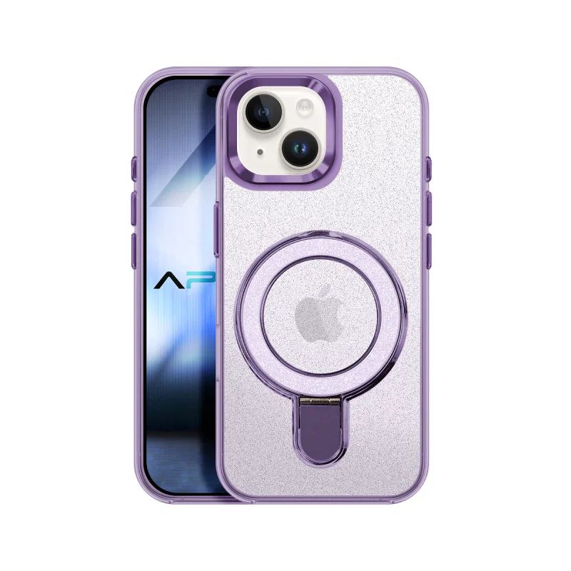 Capa Apokin para iPhone 13 e iPhone 14 com Purpurina e Anel MagSafe Rosa - Imagem 4