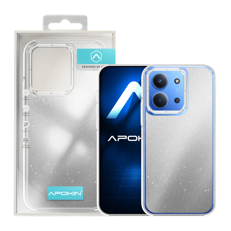 Capa Acrílica Apokin Hard para Xiaomi Redmi Note 13 4G com Purpurina Prata - Imagem 3