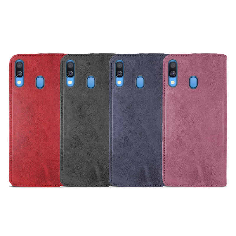 Capa Apokin para Samsung Galaxy A40 em Pele Sintética com Porta-Cartões Preto