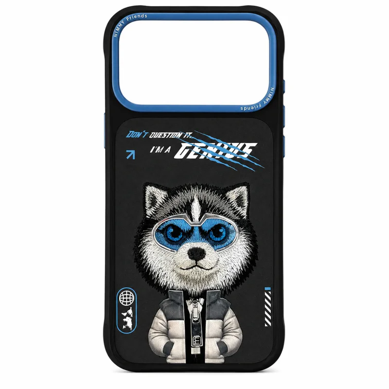 Capa Nimmy Apokin Série Cool e Cute Bordada para iPhone 17 Pro Husky