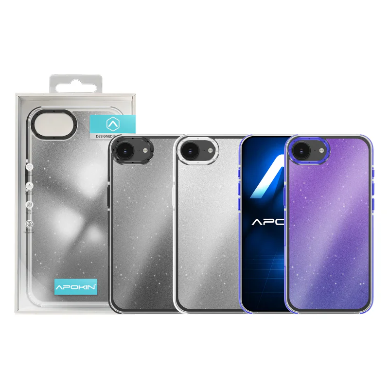 Capa Acrílica Apokin para iPhone 16E / 17E com Purpurina Variedade de cores