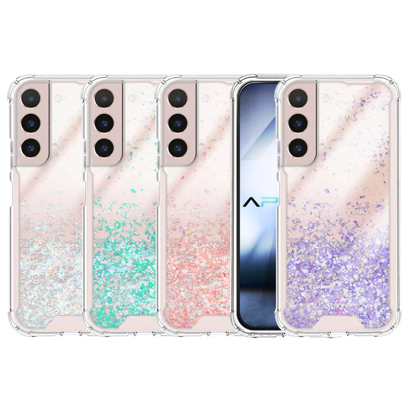 Capa Apokin para Samsung Galaxy S22 Gel Transparente com Glitter Azul turquesa - Imagem 1