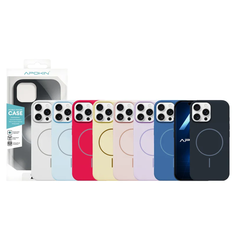Capa de Silicone Premium Apokin para iPhone 16 Pro Max com MagSafe Lilás