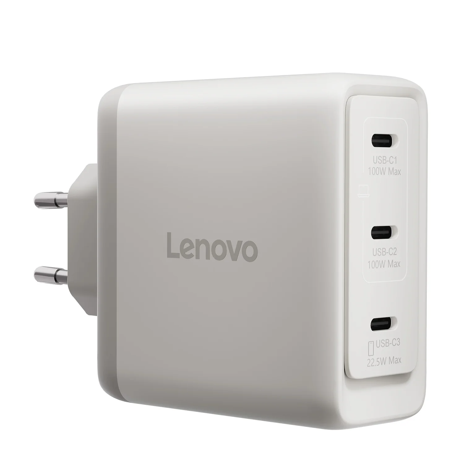 Carregador Lenovo GaN 100W USB-C Multiporta com 3 Portas e Cabo 1,8 m Seashell