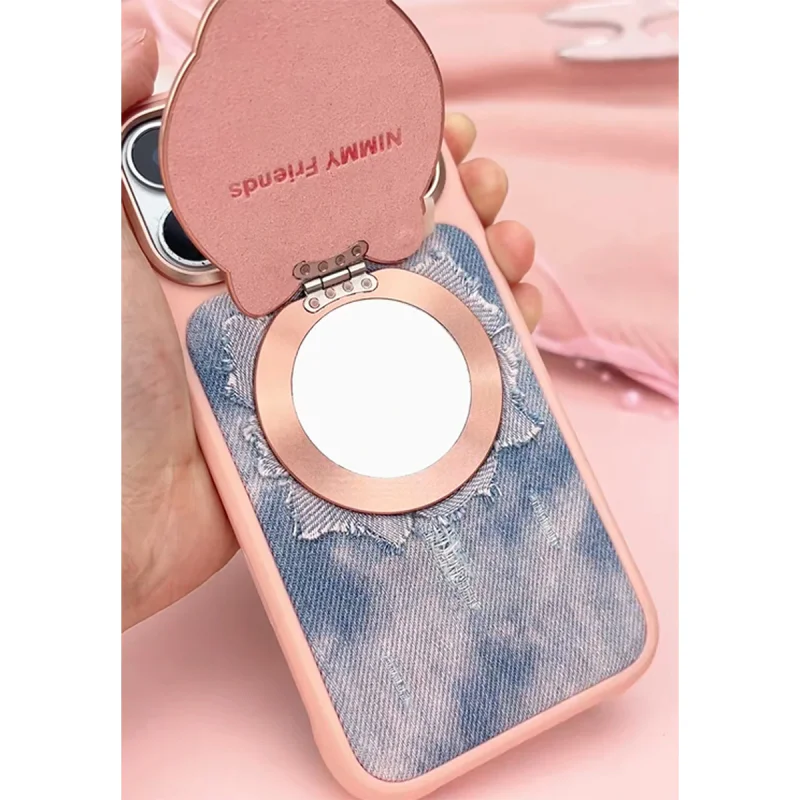 Suporte Magnético Apokin Nimmy Friends em Ganga com Gato Bordado Rosa - Imagem 6
