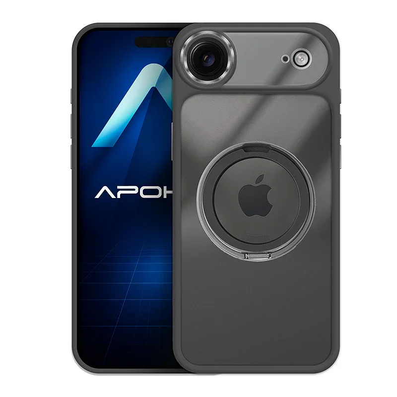 Capa Apokin para iPhone 17 Air Fumada com Suporte Giratório Laranja - Imagem 4
