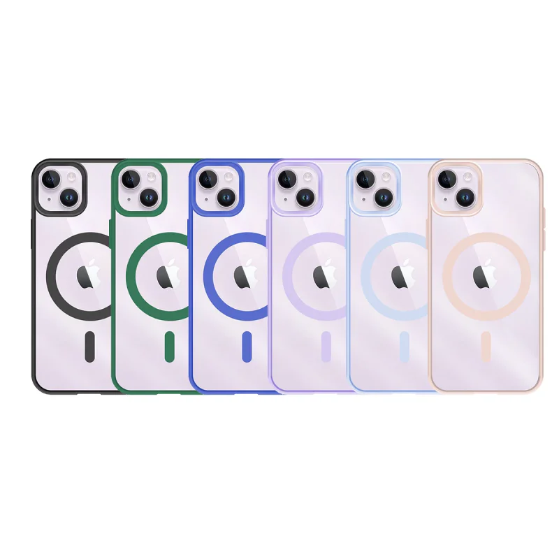 Capa Apokin para iPhone 14 Plus Transparente com Borda Colorida e MagSafe Variedade de cores