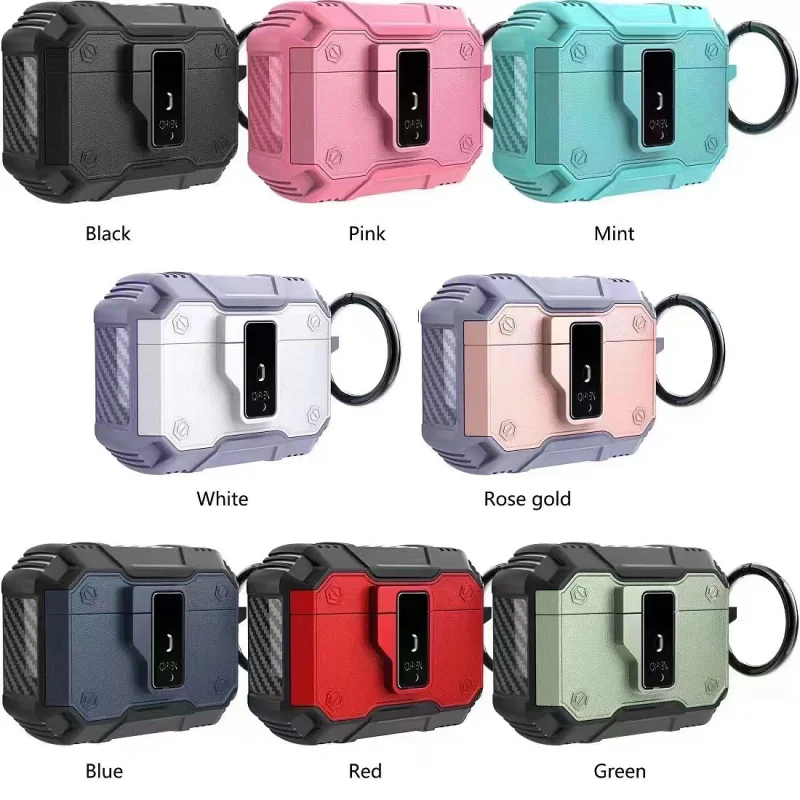 Capa de Silicone Apokin com Mosquetão para AirPods Pro Várias Cores Ouro rosa