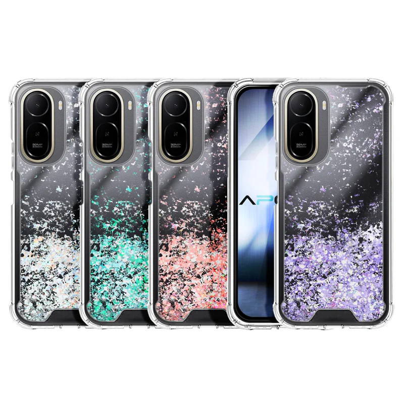 Capa Apokin Gel Transparente com Purpurina para Xiaomi Redmi A7 Rosa - Imagem 1