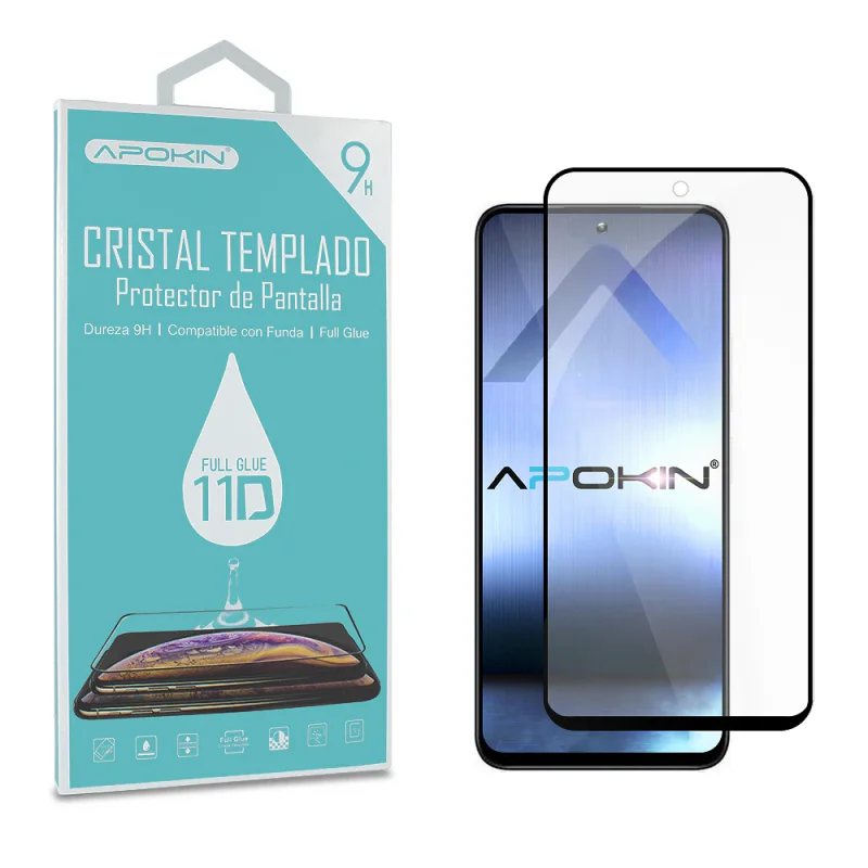 Película de Vidro Temperado 11D Apokin para Xiaomi 12T, Redmi Note 12 Pro e 12 Pro Plus Cola Completa Preto - Imagem 2