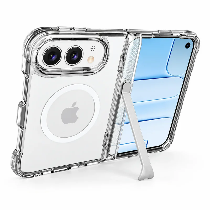 Capa Magnética Transparente Apokin para iPhone Duo com Suporte e Proteção de Dobradiça Transparente - Imagem 2