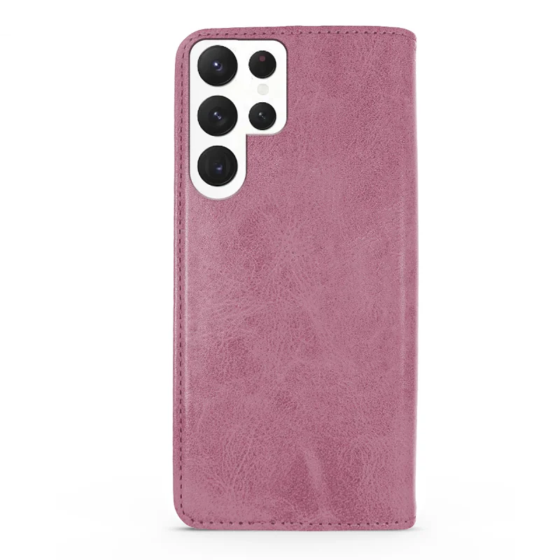 Capa Apokin para Samsung Galaxy S23 Ultra Pele com Porta-cartões Vermelho - Imagem 5