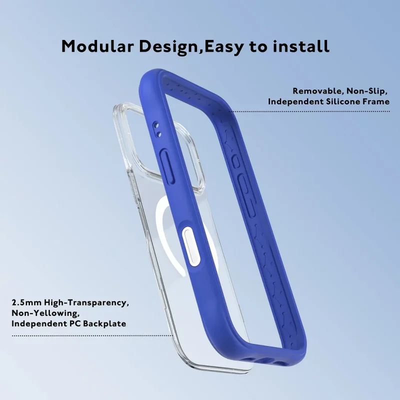 Capa Youngkit Dynamic Series II Apokin para iPhone 17 Pro Max e 18 Pro Max Transparente com Anel Magnético Azul - Imagem 2