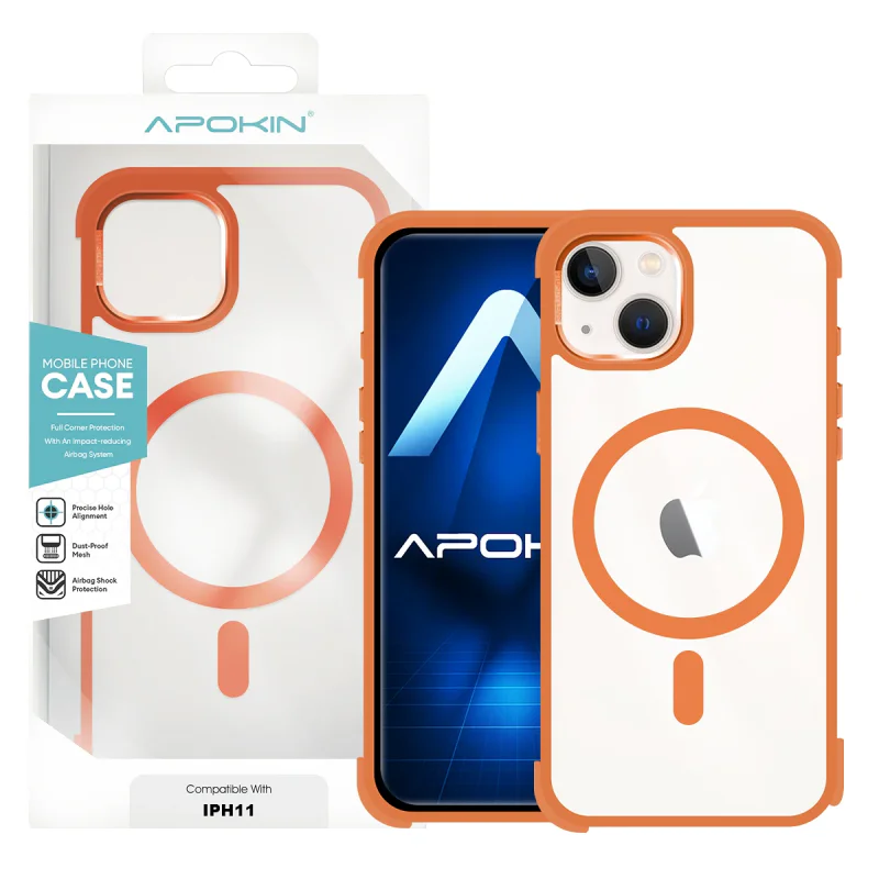 Capa Apokin para iPhone 11 Silicone Premium com MagSafe Laranja - Imagem 6
