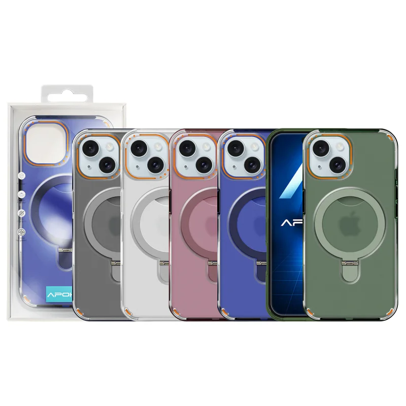 Capa Apokin para iPhone 15 Smoked com Anel e MagSafe Variedade de cores