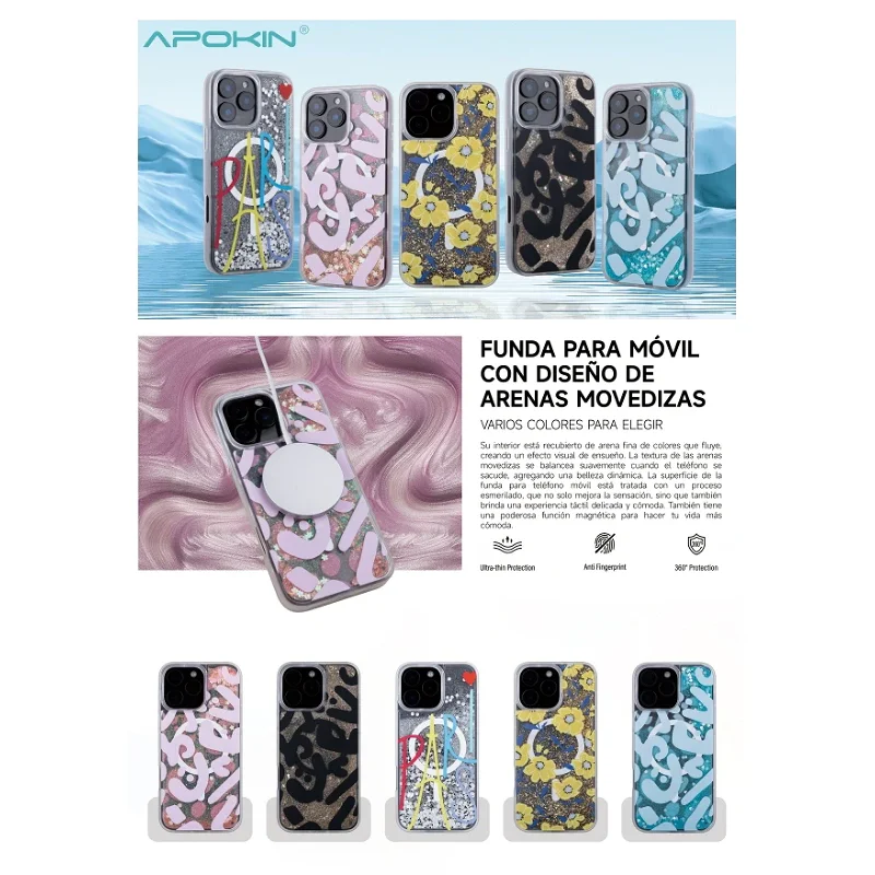 Capa Apokin para iPhone 16 Pro com Purpurina Desenhos e MagSafe Cor 4 - Imagem 2
