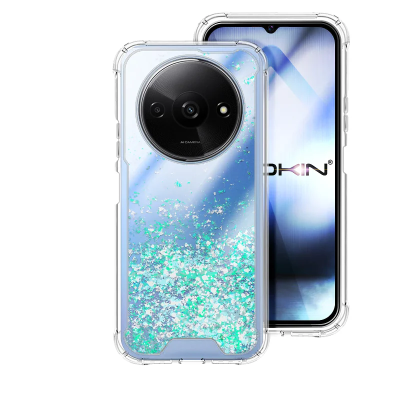 Capa Apokin para Xiaomi Redmi A3 Gel Transparente com Purpurina Rosa - Imagem 4