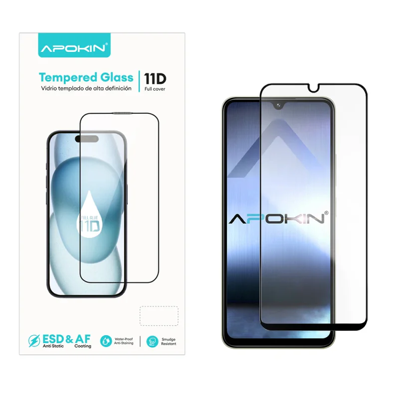 Película Apokin para Xiaomi Redmi A4 e Redmi 14C Vidro Temperado Curvo 11D Full Glue Preto