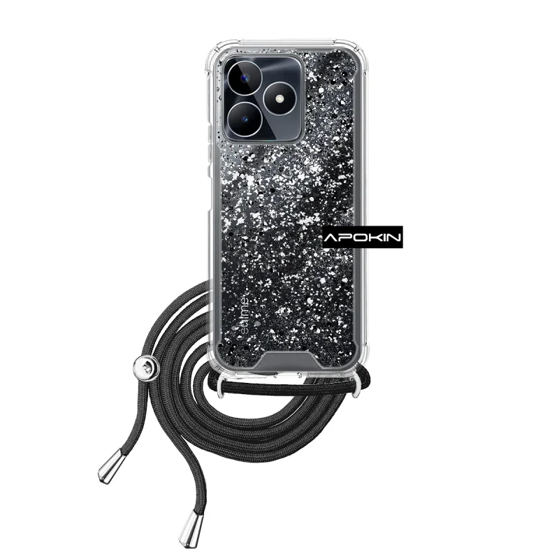 Capa de Gel Apokin Transparente com Cordão para Realme C53 Rosa - Imagem 5