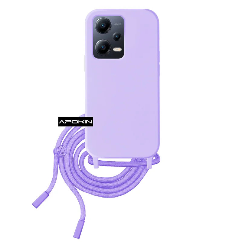 Capa Flexível Apokin com Cordão para Xiaomi Redmi Note 12 5G e Poco X5 Preto - Imagem 4