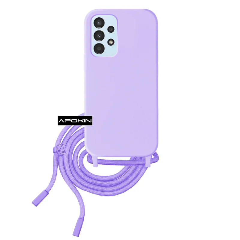 Capa Apokin para Samsung Galaxy A13 4G Macia com Cordão Azul turquesa - Imagem 4