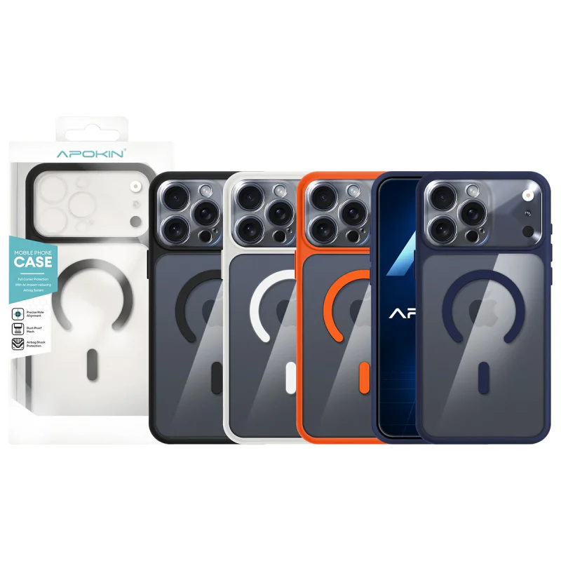 Capa Apokin Transparente com MagSafe e Proteção de Câmara para iPhone 15 Pro Max Azul - Imagem 1