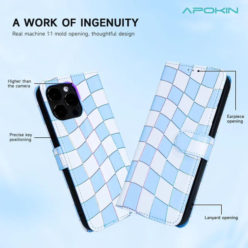 Capa com Porta-cartões Apokin para iPhone 16 Plus Padrão Leopardo - Imagem 3