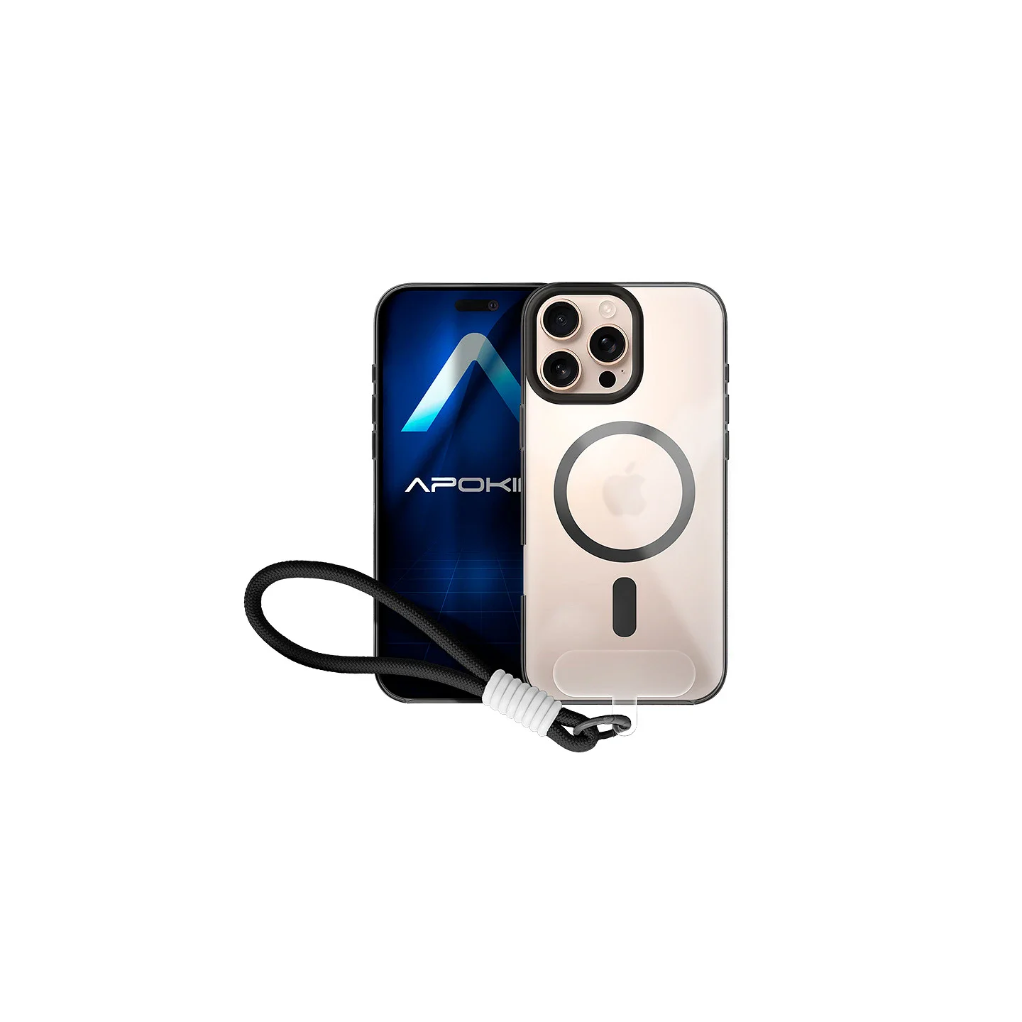 Capa Apokin com Correia e MagSafe para iPhone 16 Pro Max Preto