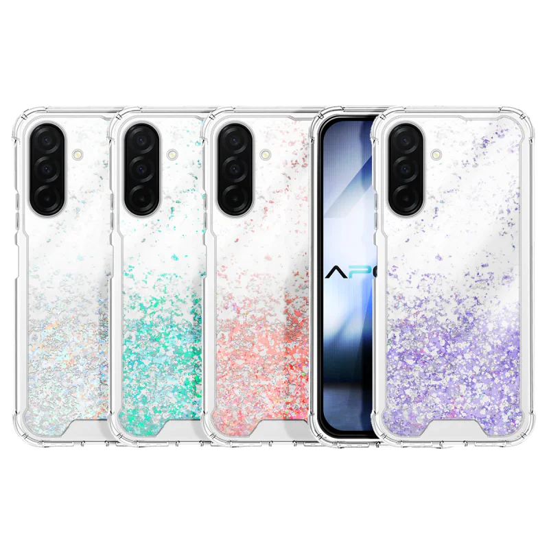 Capa Apokin para Samsung Galaxy A26 Gel Transparente com Purpurina Azul Turquesa - Imagem 1