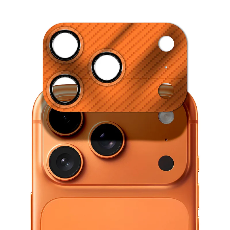 Protetor de Câmara Apokin em Fibra de Carbono para iPhone 17 Pro Laranja - Imagem 2