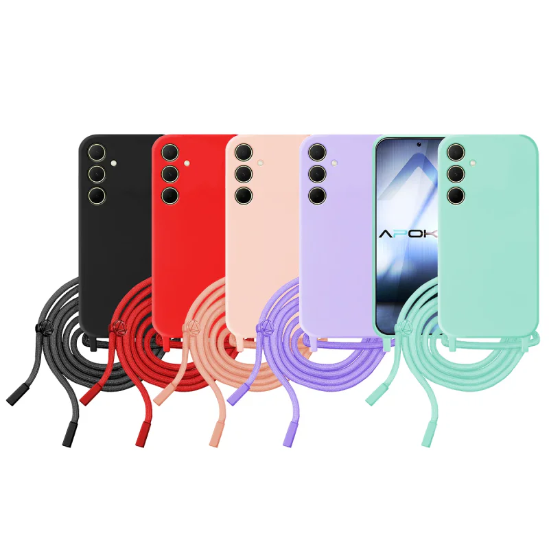 Capa de Toque Suave com Cordão Apokin para Samsung Galaxy A35 Vermelho - Imagem 1