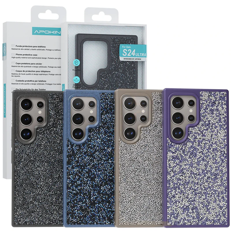 Capa de Silicone Apokin com Cristais de Diamante para Samsung Galaxy S24 Ultra Azul - Imagem 1