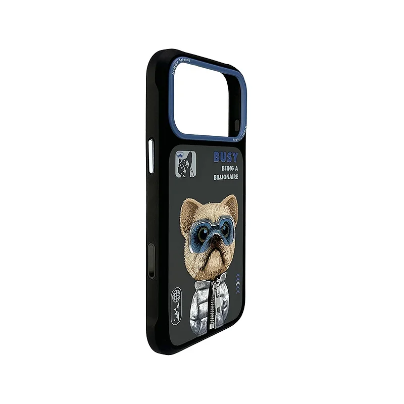 Capa Apokin Nimmy Cool e Cute 2.0 Bordada para Apple iPhone 17 Pro / 18 Pro Buldogue - Imagem 2