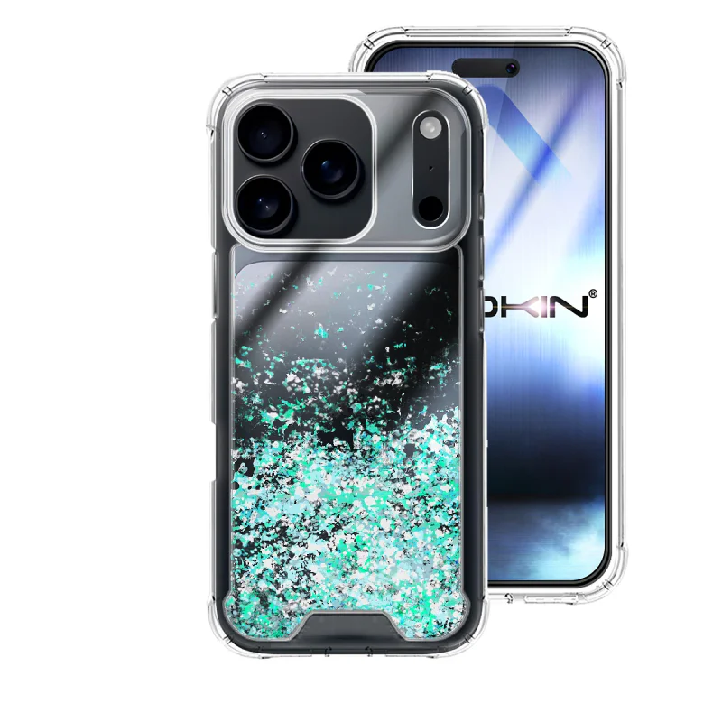 Capa Apokin para iPhone 17 Pro Max em Gel com Purpurina Azul Turquesa - Imagem 4
