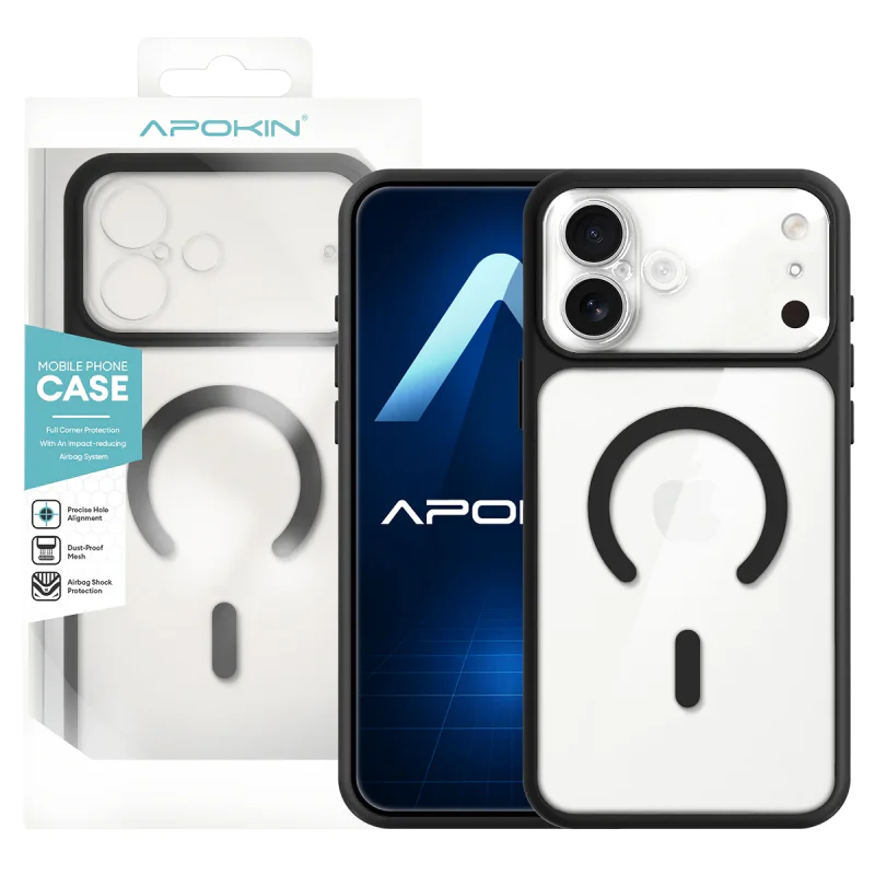 Capa Apokin Transparente Magnética com MagSafe e Proteção de Câmara para iPhone 17 Preto - Imagem 2