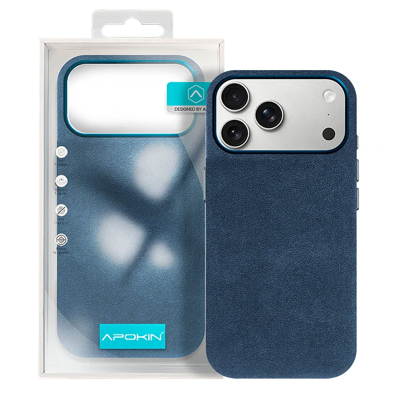 Capa Apokin Efeito Pele Alcantara para iPhone 17 Pro Max / 18 Pro Max Preto - Imagem 3