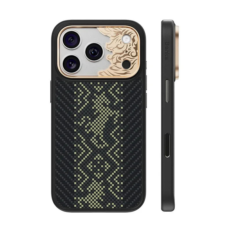 Capa Benks Knight Pro Y3 para iPhone 18 Pro Max Antichoques em Kevlar Preto