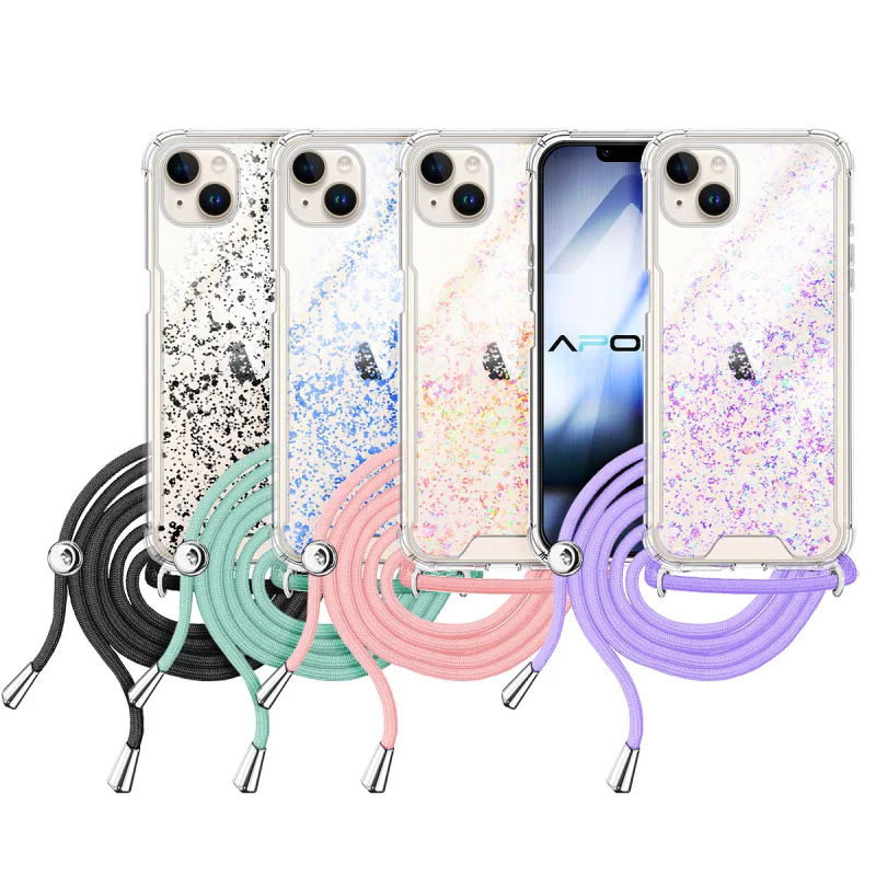 Capa Apokin para iPhone 13 Mini em Gel Transparente com Cordão Lilás - Imagem 1