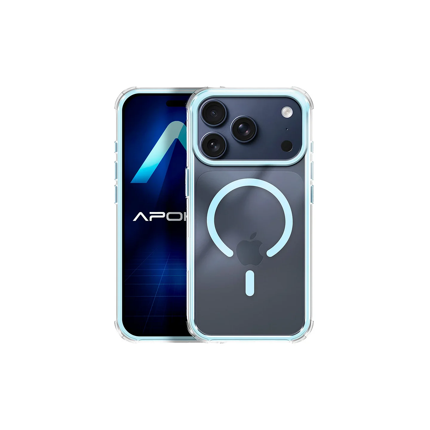 Capa Apokin Antichoque Transparente com MagSafe para iPhone 17 Pro Azul
