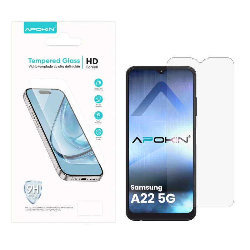 Protetor de Ecrã Apokin em Vidro Temperado para Samsung Galaxy A22 5G A03s e A03 Transparente
